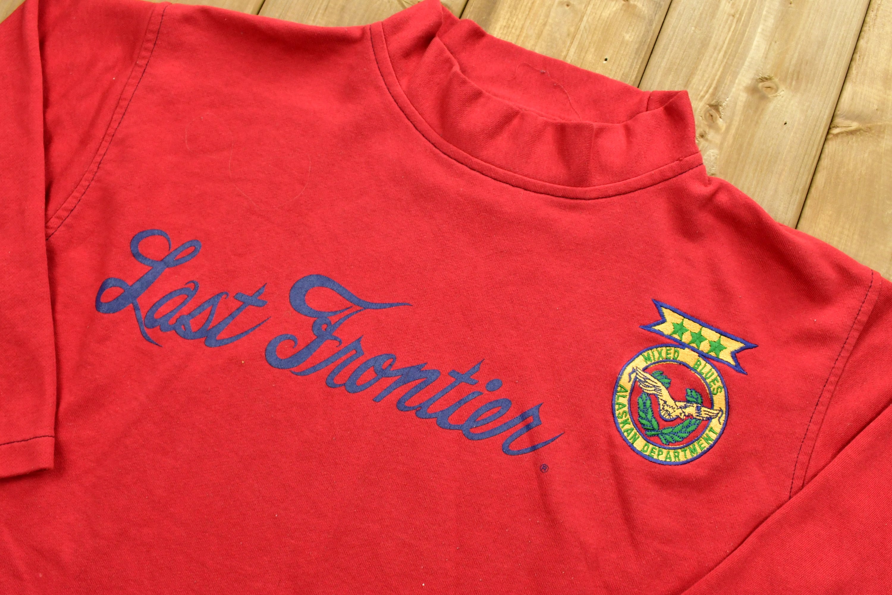 Vintage 90's Last Frontier Mixed Blues Wilderness Crewneck Sweatshirt