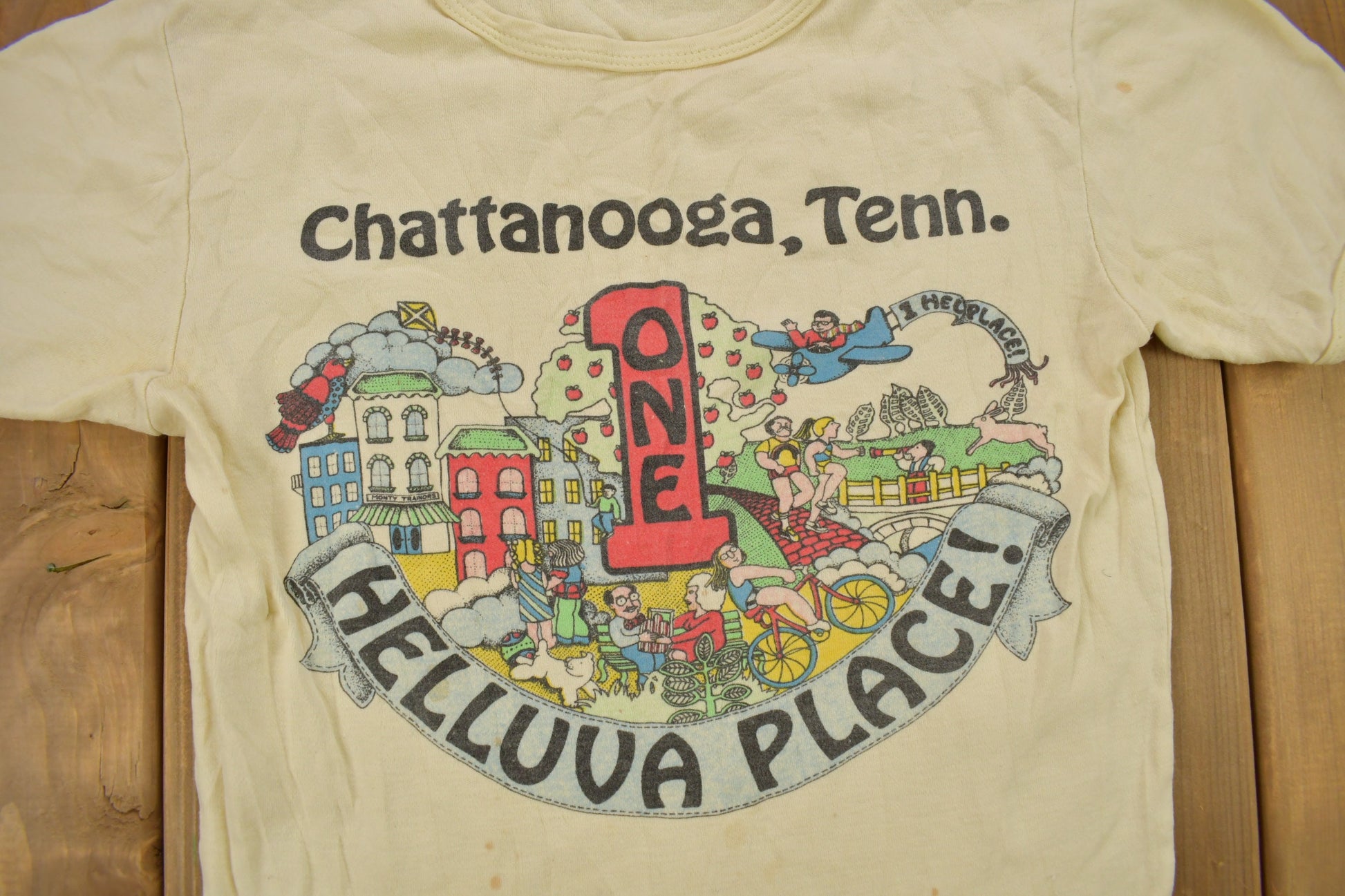 Vintage 1960s Chattanooga Tennessee One "Hellauva Place" Souvenir T Shirt  Ringer Tee  Vacation Tee  Travel T Shirt  Vintage