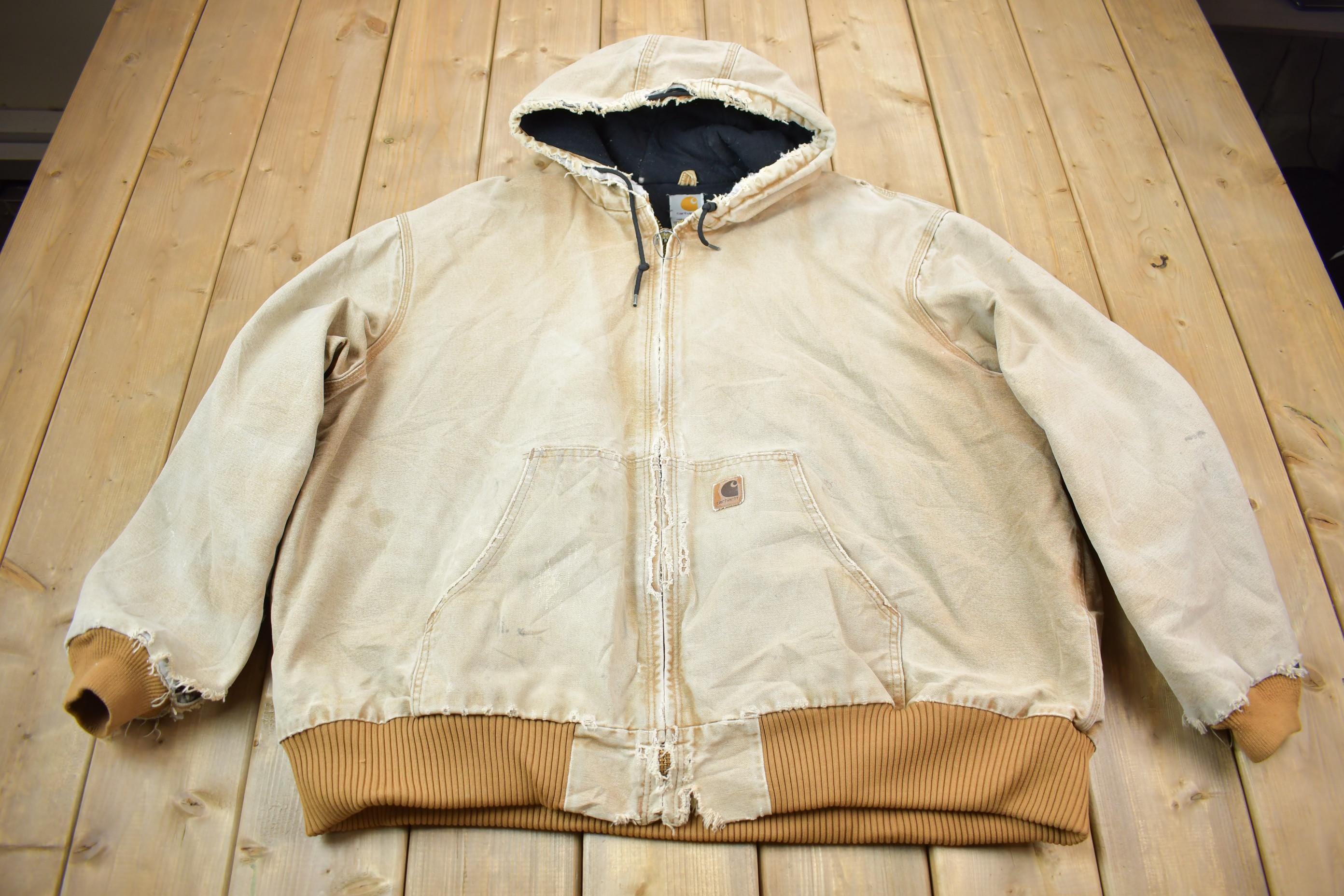 Vintage 1990s Distressed Carhartt Beige Active Jac Jacket Size 3XL  Distressed  Beige  Vintage Workwear