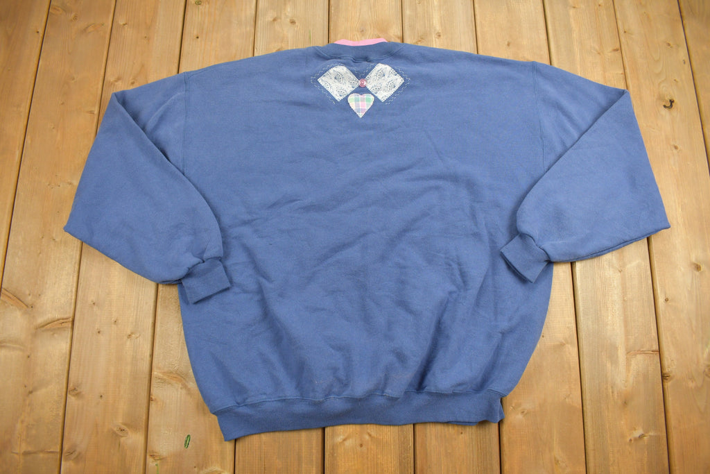 Vintage 1990s Heart Patchwork Cute Crewneck