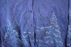 Vintage 1990s Forest Nature Landscape Graphic Cardigan Sweatshirt Women's Medium