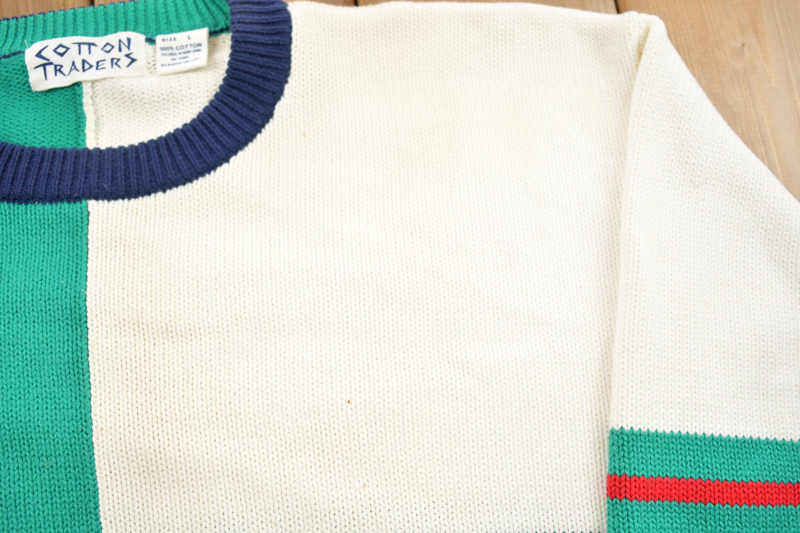 Vintage 1990s Knitted Color Block Crewneck Sweater