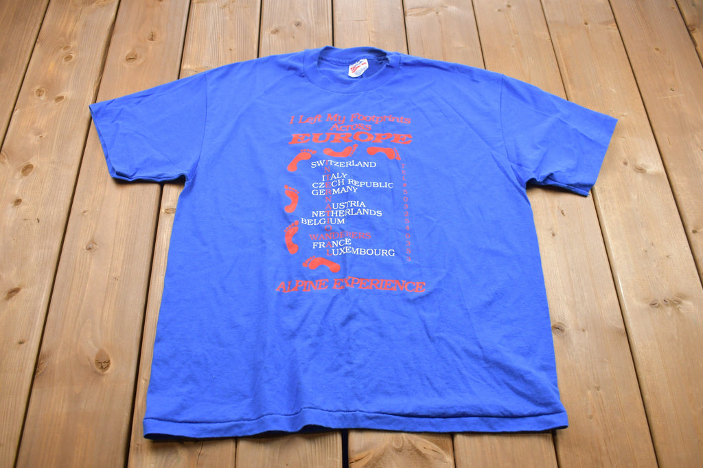 Vintage 1990s Hanes European Travel Graphic T Shirt