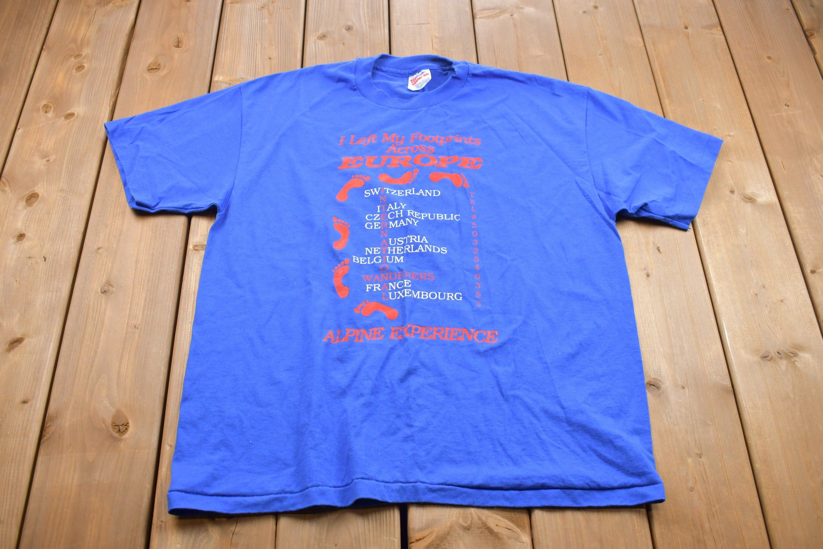 Vintage 1990s Hanes European Travel Graphic T Shirt