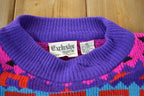 Vintage 1990s Exclusive Imports Knit Abstract Pattern Crewneck Sweater Women's Medium