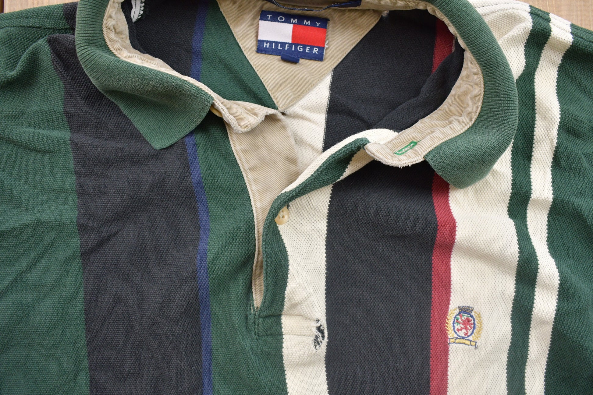 Vintage 1990s Tommy Hilfiger Striped Collared Shirt