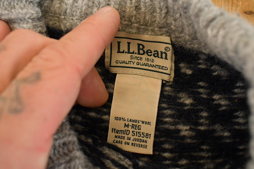 Vintage 1990s LL Bean Heavy Knit Crewneck Sweater Mens M / 90's Abstract Pattern 3D Knitted Sweatshirt