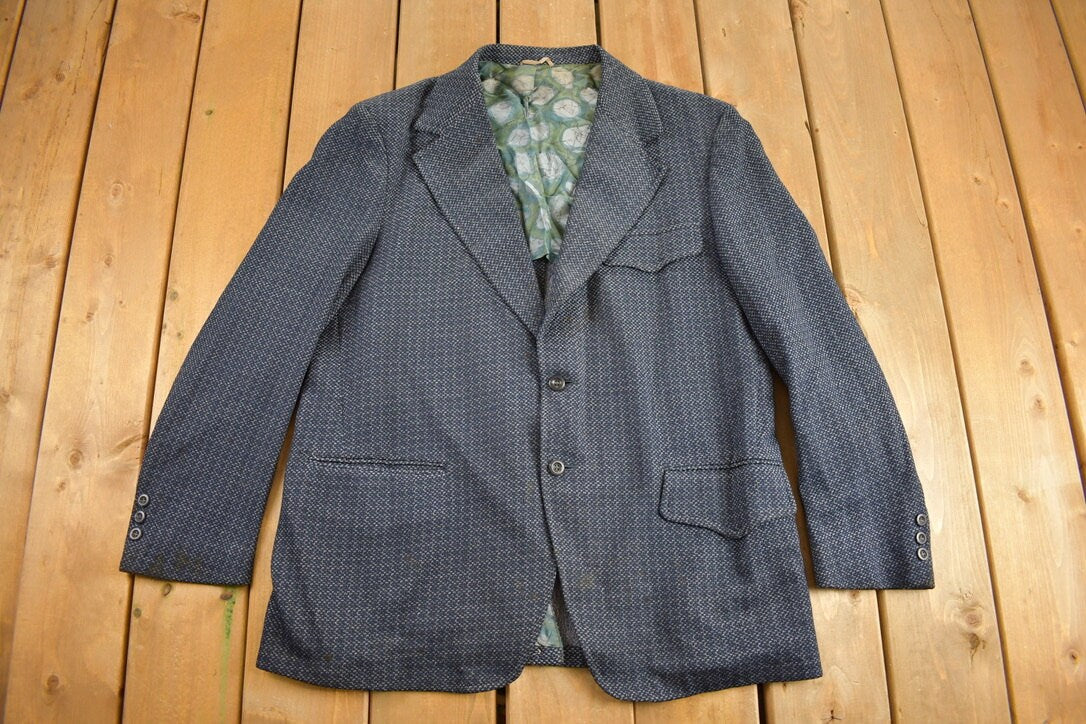 Vintage 1990s College Town Boston Blue Button Up Blazer Jacket