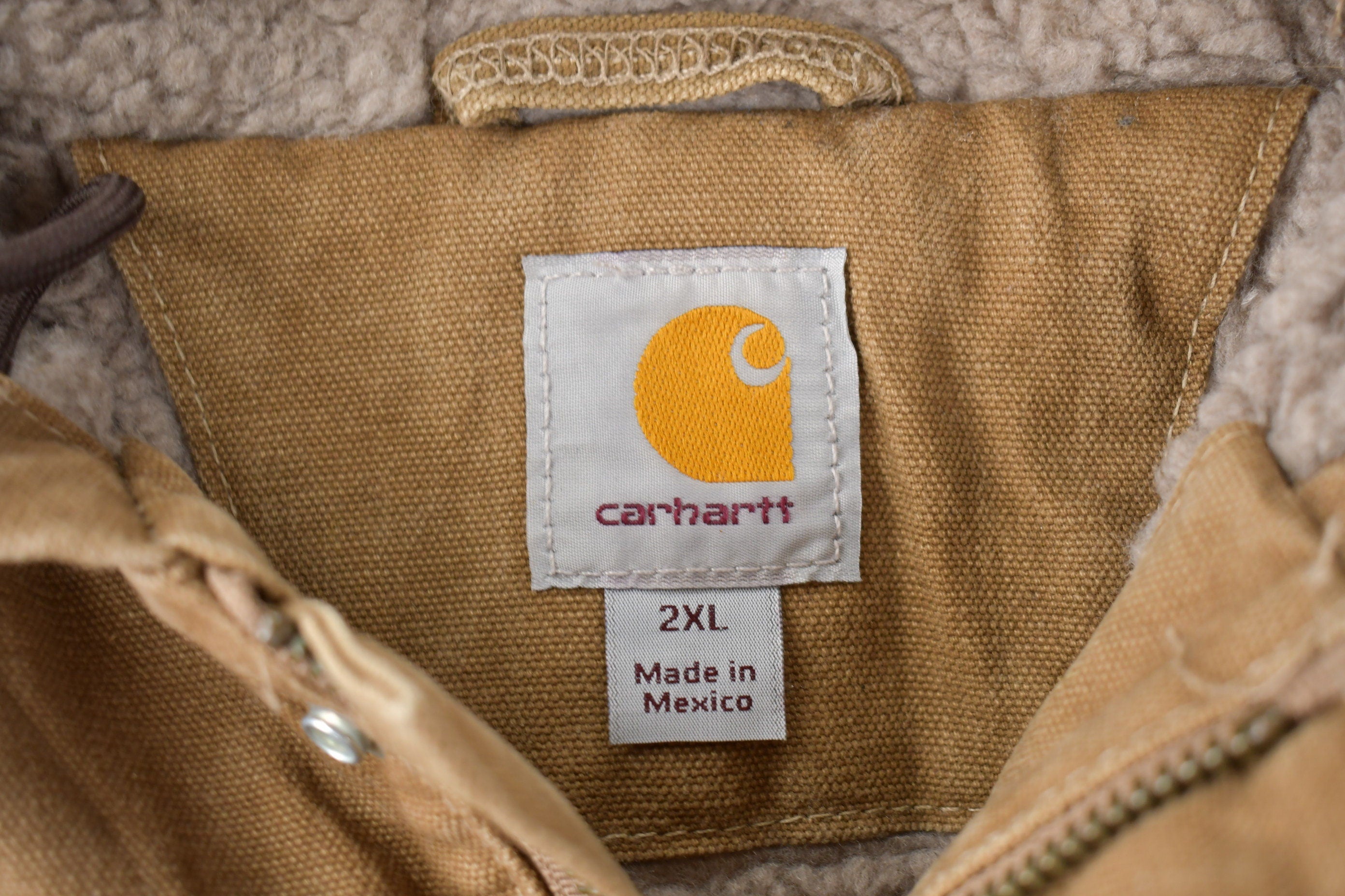 Vintage Y2K Carhartt Fleece Lined Hooded Work Jacket Size 2XL