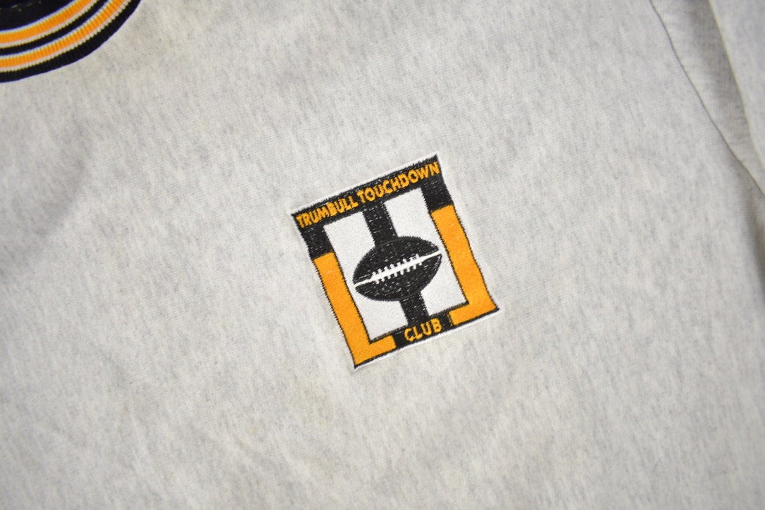 Vintage 1990s TRUMBULL TOUCHDOWN Club Embroidered Crewneck Sweatshirt Made In USA