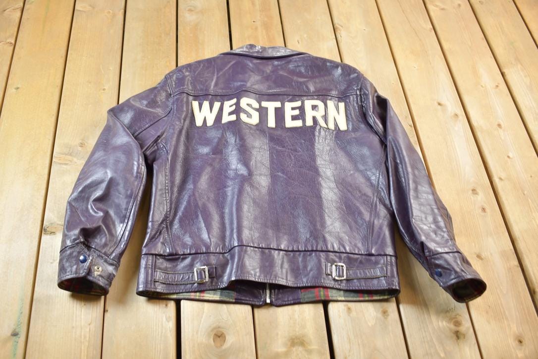 Vintage 1970s Western University Leather Varsity Jacket