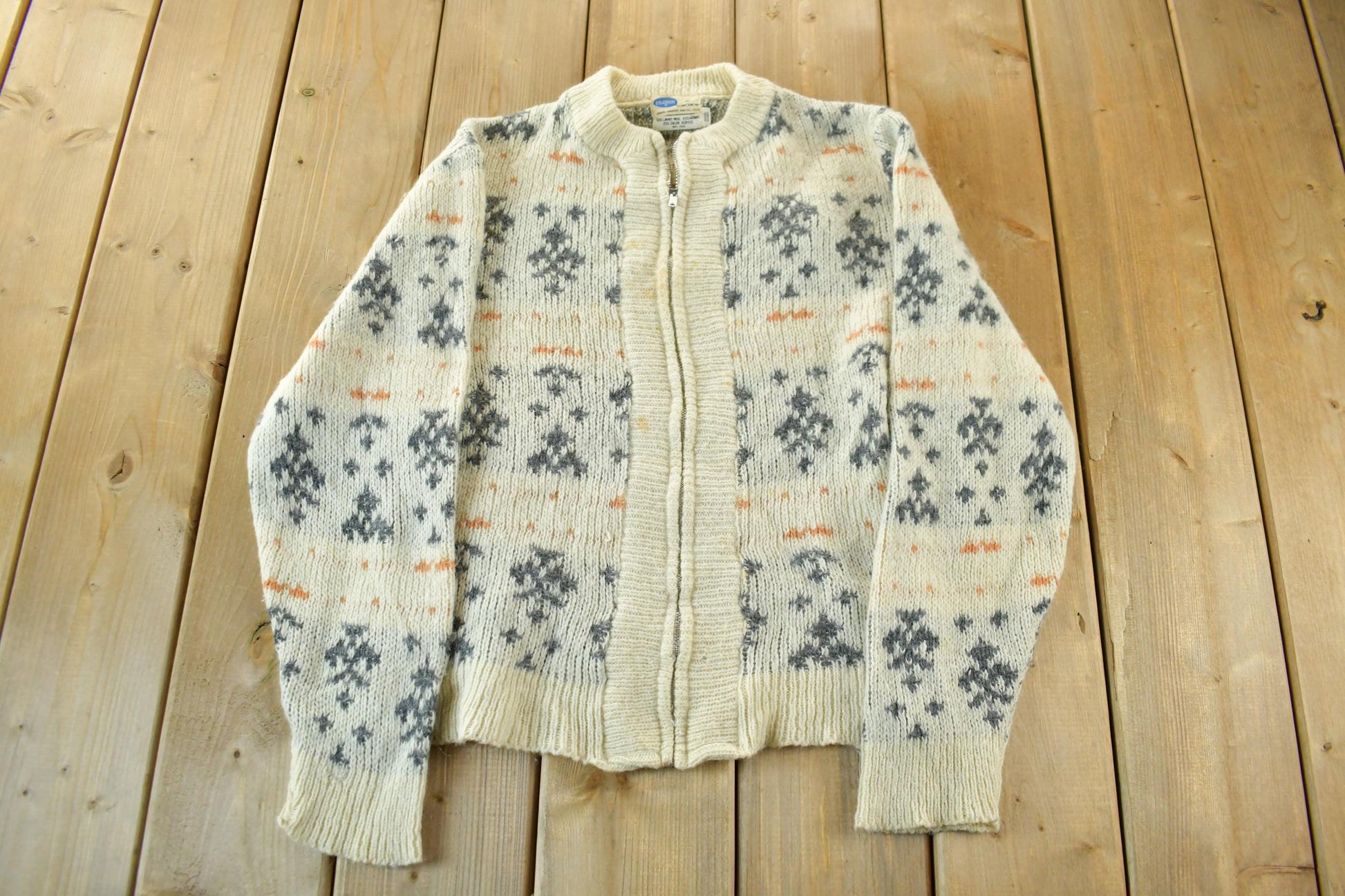 Vintage 1960s Pilgrim Sears Roebuck Wool Knit Zip Up Sweater
