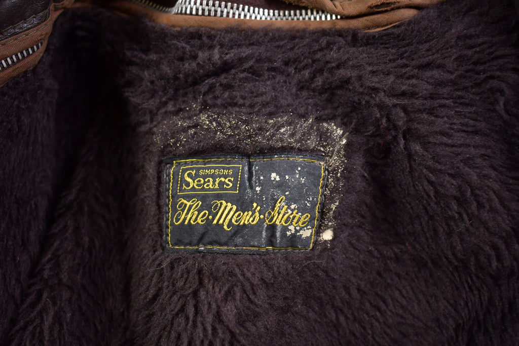 Vintage 1970s Sears The Mens Store Fur Lined Leather Jacket