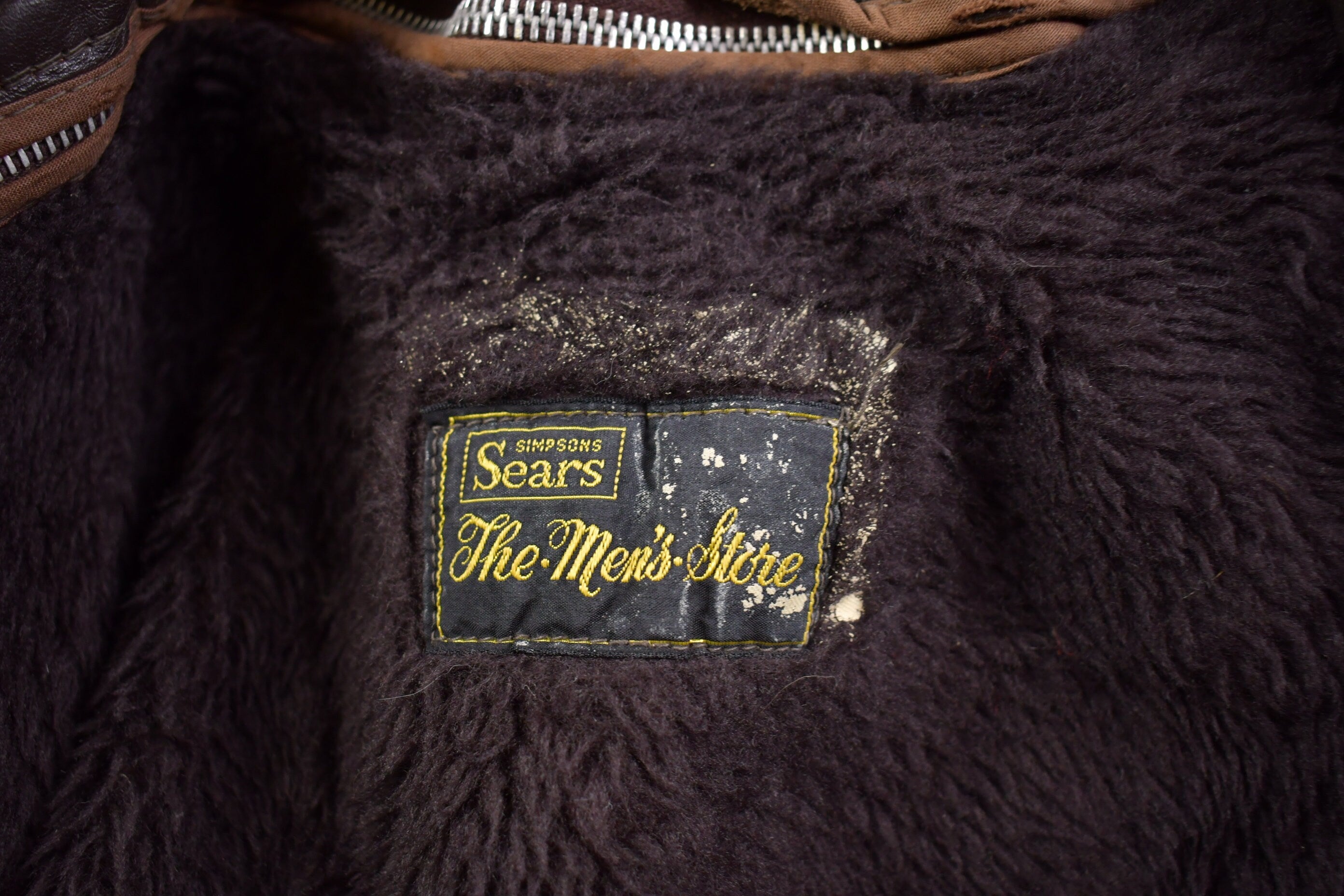 Vintage 1970s Sears The Mens Store Fur Lined Leather Jacket