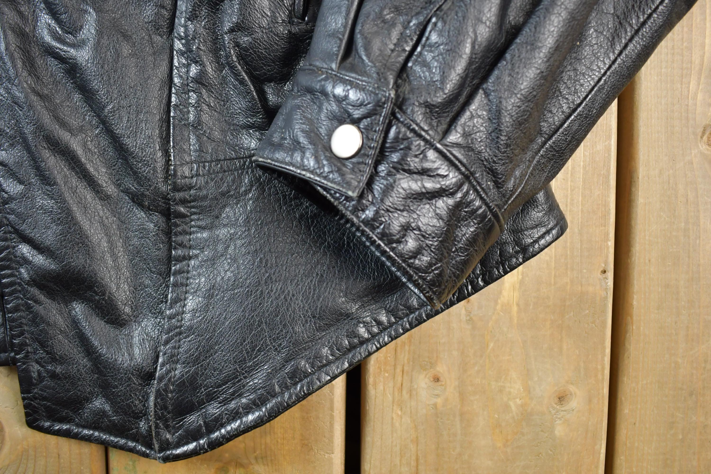 Vintage 1990s Wilsons Leather Biker Jacket Made In USA