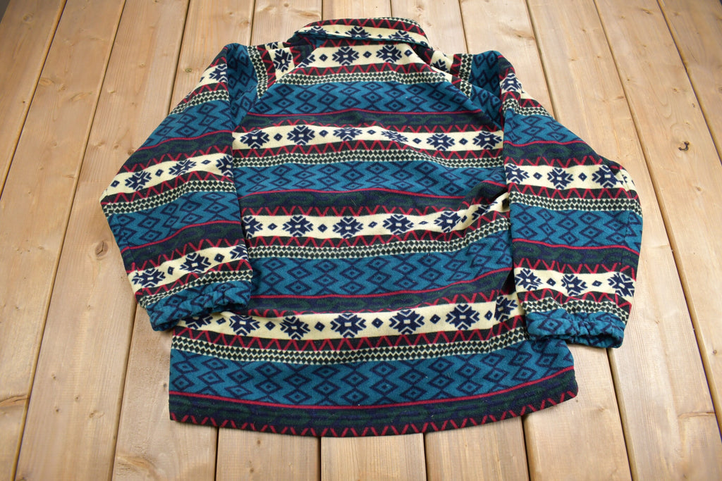 Vintage 1990s All Over Aztec Pattern Fleece Sweater