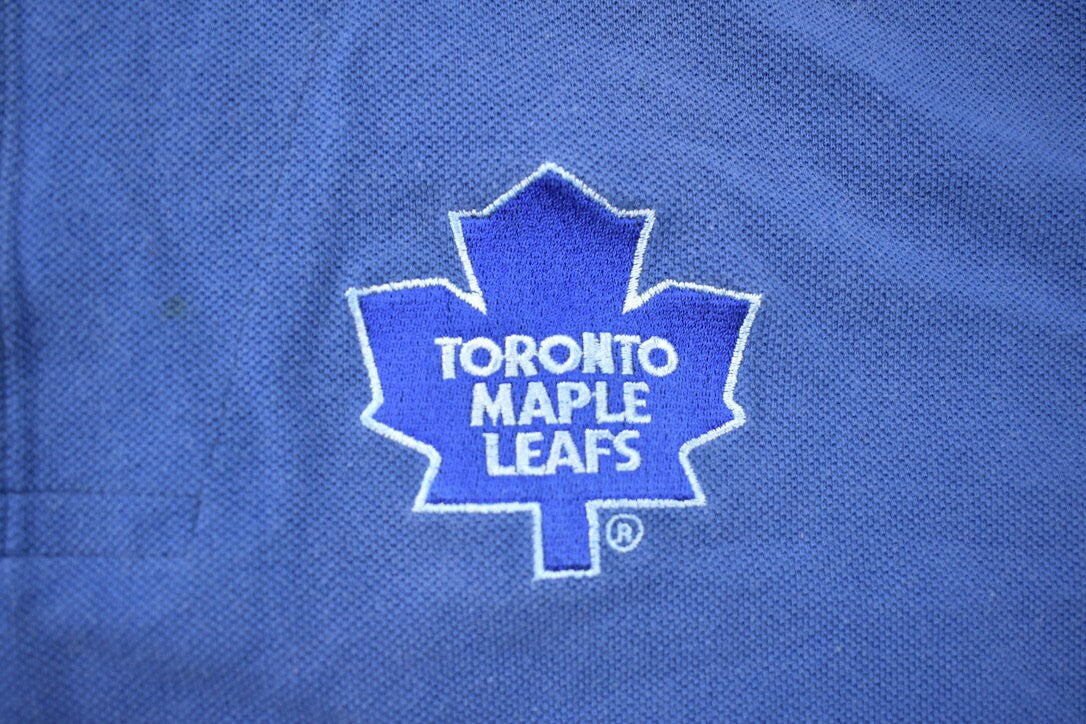 Vintage 1990s Toronto Maple Leafs Starter NHL Graphic Polo Button Up T-Shirt