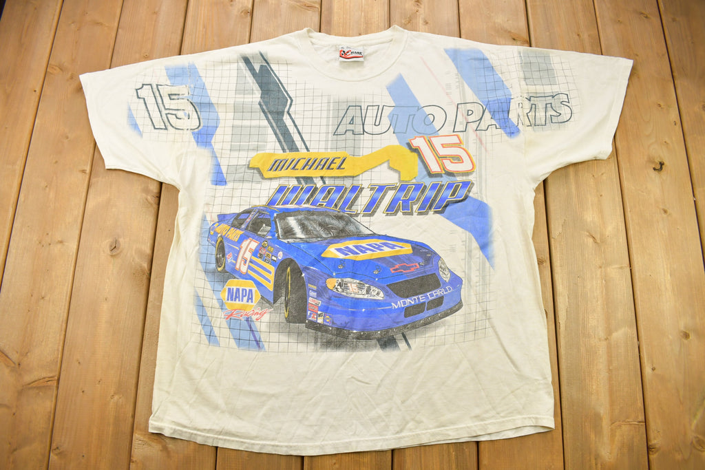 Vintage 1990s Michael Waltrip All Over Print Napa NASCAR Racing T-Shirt