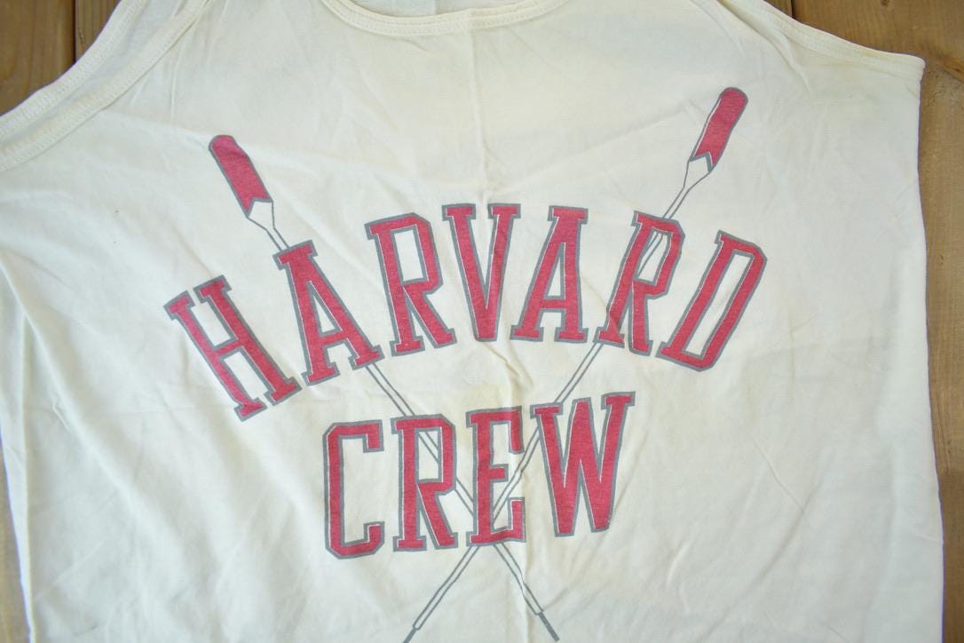 Vintage 1980s Harvard Crew Collegiate Kayaking Shirt