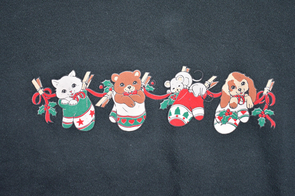 Vintage 1990s Cute Kittens and Puppies Christmas Sweater