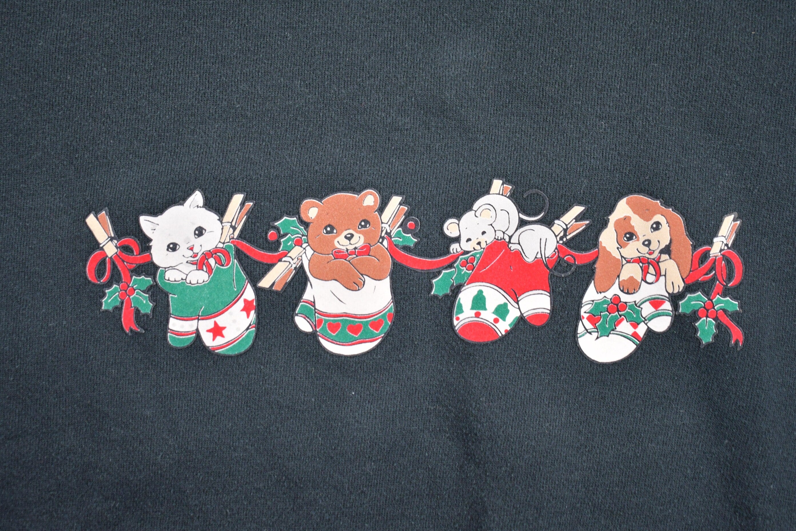 Vintage 1990s Cute Kittens and Puppies Christmas Sweater