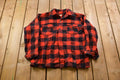 Vintage 1950s Buffalo Plaid Wool Button Up Shirt Back Vent