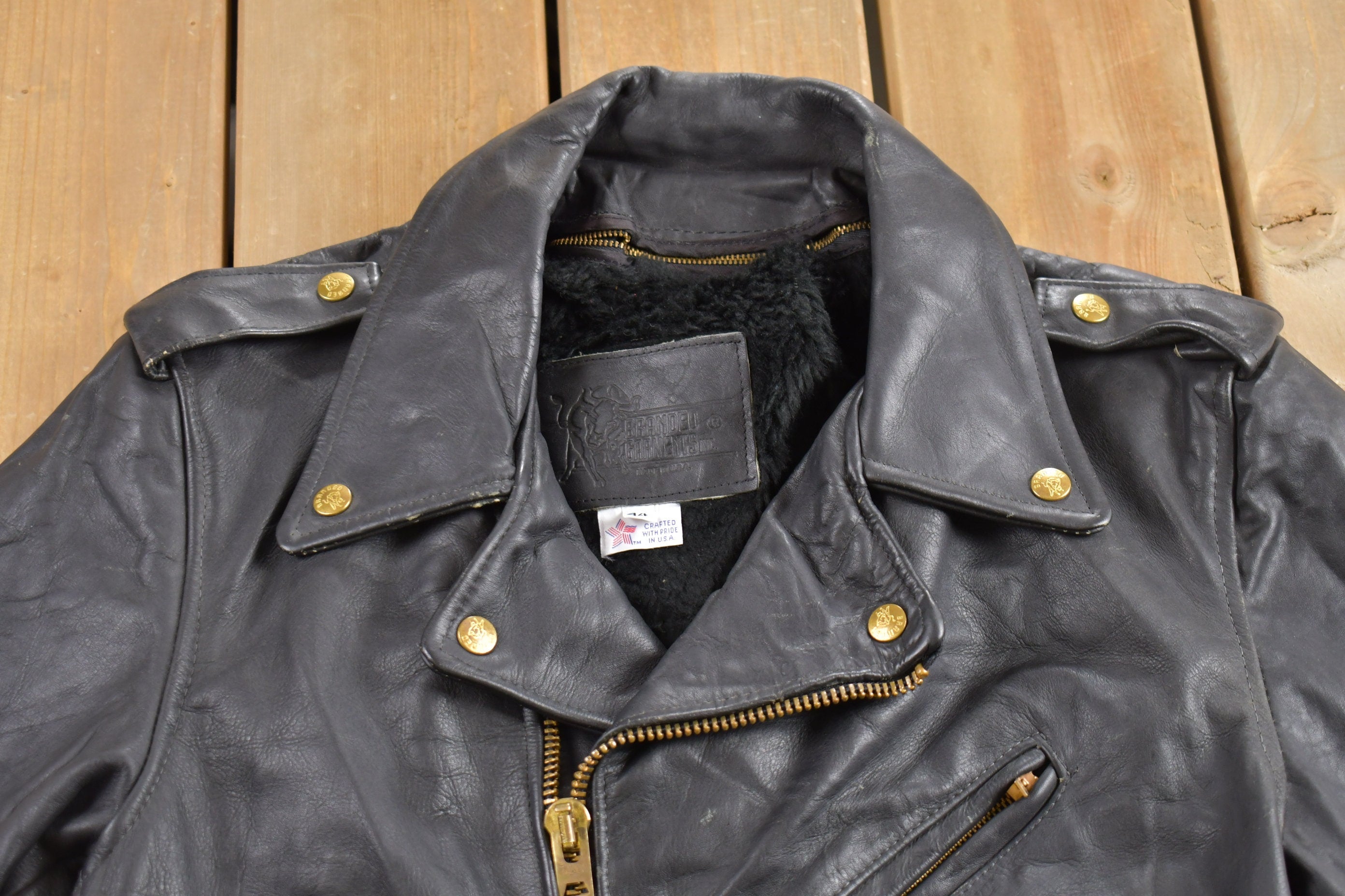 Vintage 1970s Branded Garments Leather Biker Jacket