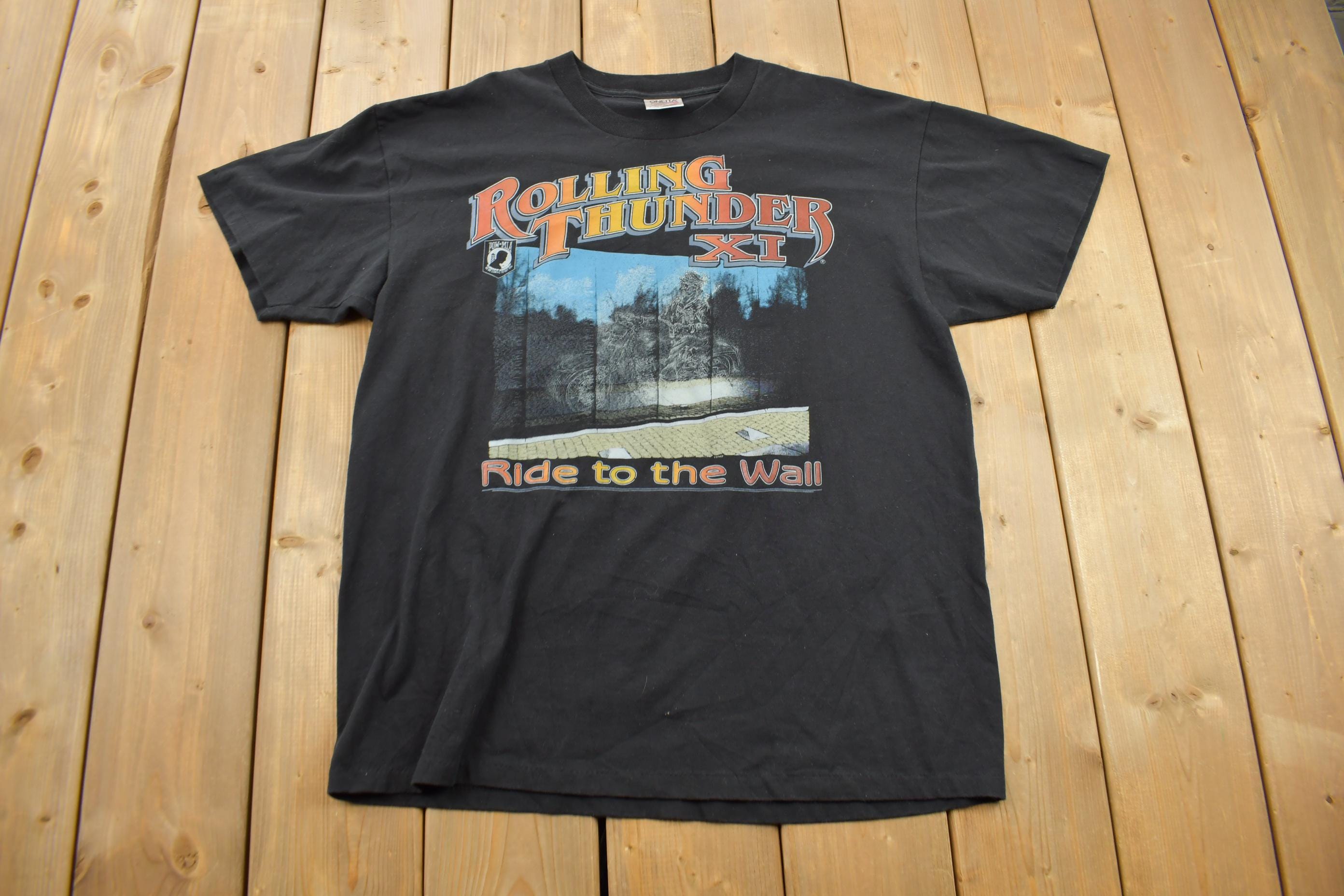 Vintage 1998 Rolling Thunder Ride To The Wall Salute To The Wall Graphic T-Shirt