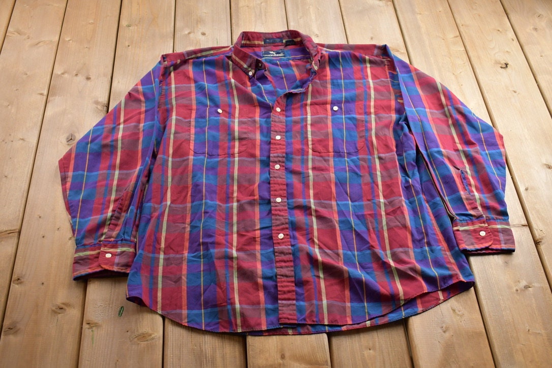Vintage 1990s Steeplechase Plaid Button Up Shirt