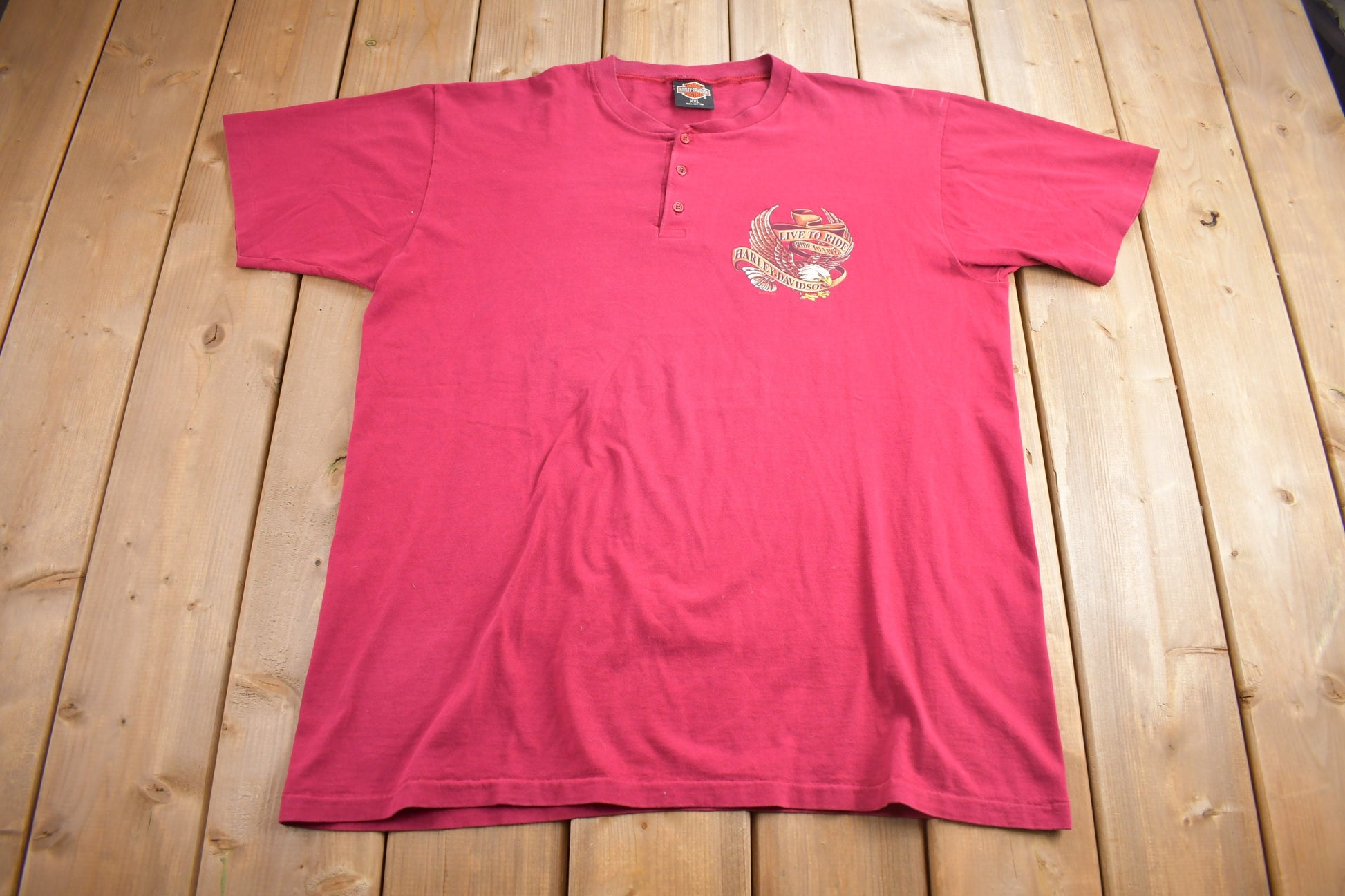 Vintage 1988 Dick Farmer's Harley Davidson Orlando Florida T-Shirt / Single Stitch / Made In USA / Henley Tee / Souvenir T Shirt