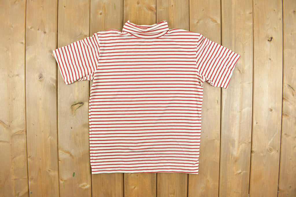 Vintage 1980s Striped Short Sleeve Turtleneck Shirt