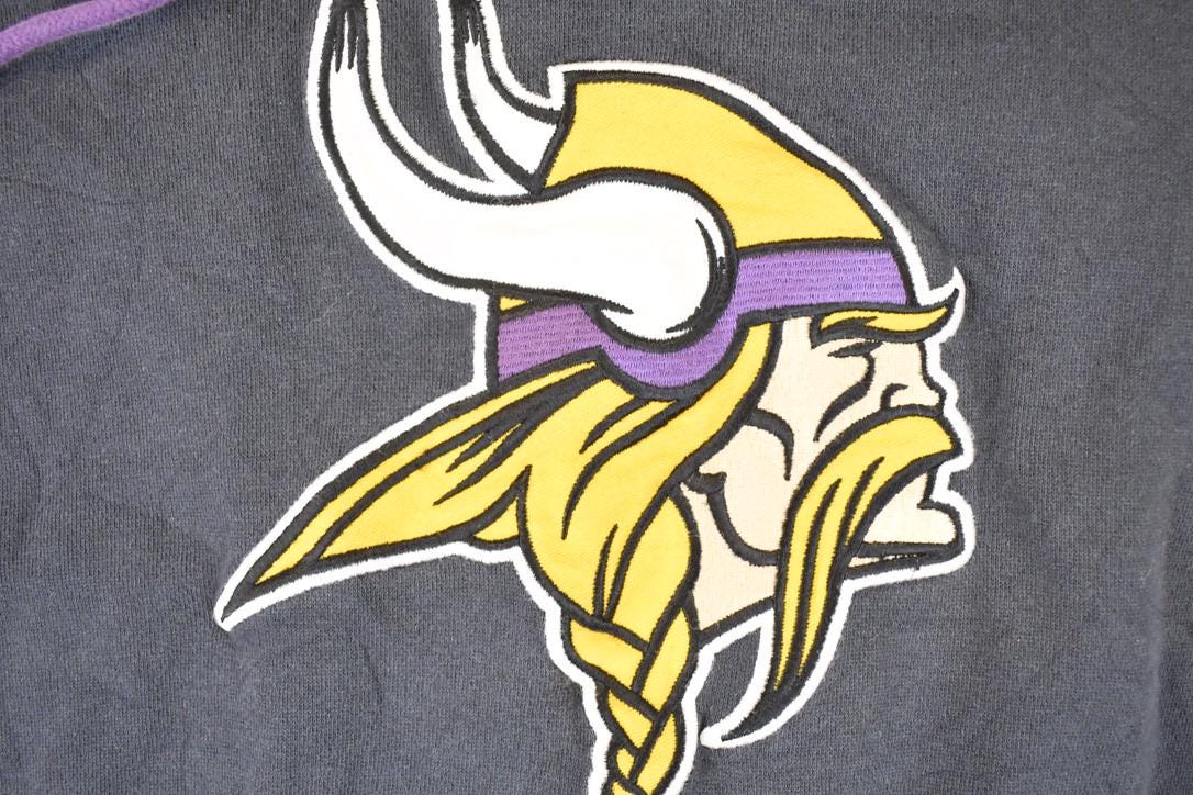 Vintage 1990s 47 Minnesota Vikings Embroidered NFL Hoodie Sweatshirt Men's XL
