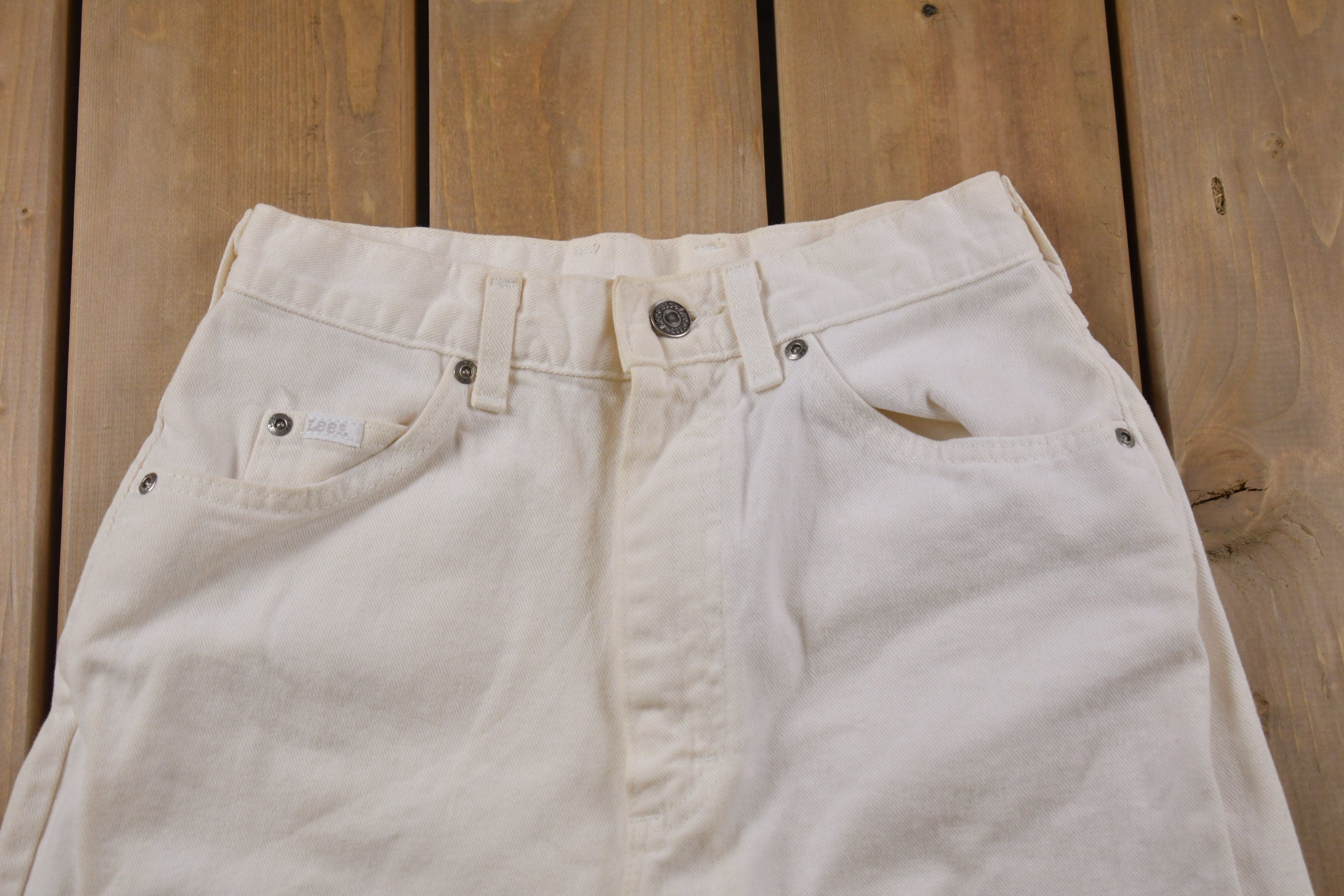 Vintage 1980s Simple White Denim Jeans Size 24 x 30