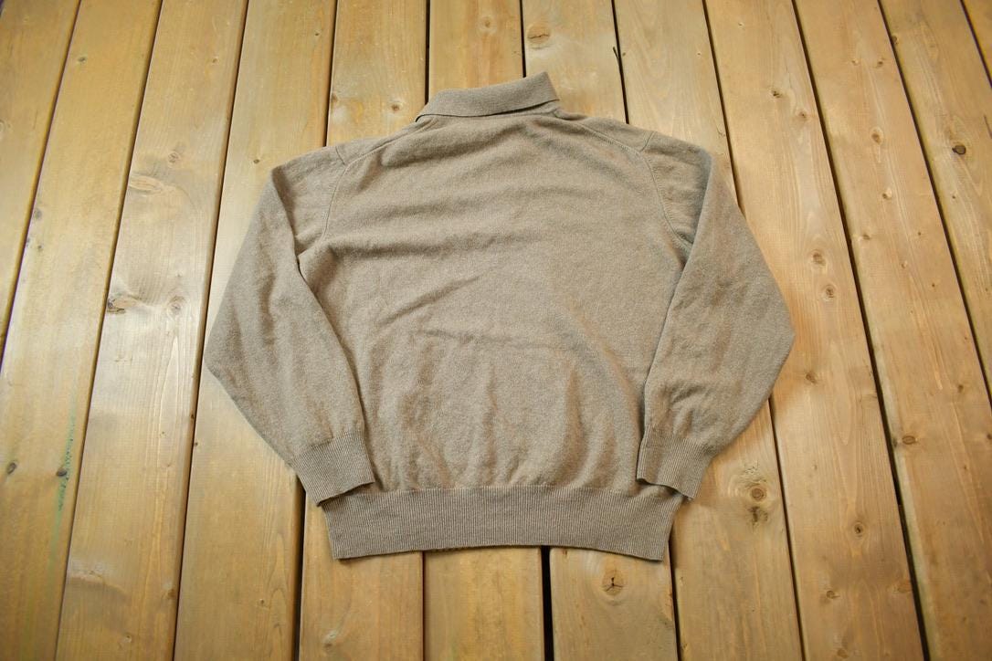 Vintage 1980s Pal Zileri Long Sleeve Cashmere Knit Polo Sweater Made in Italy