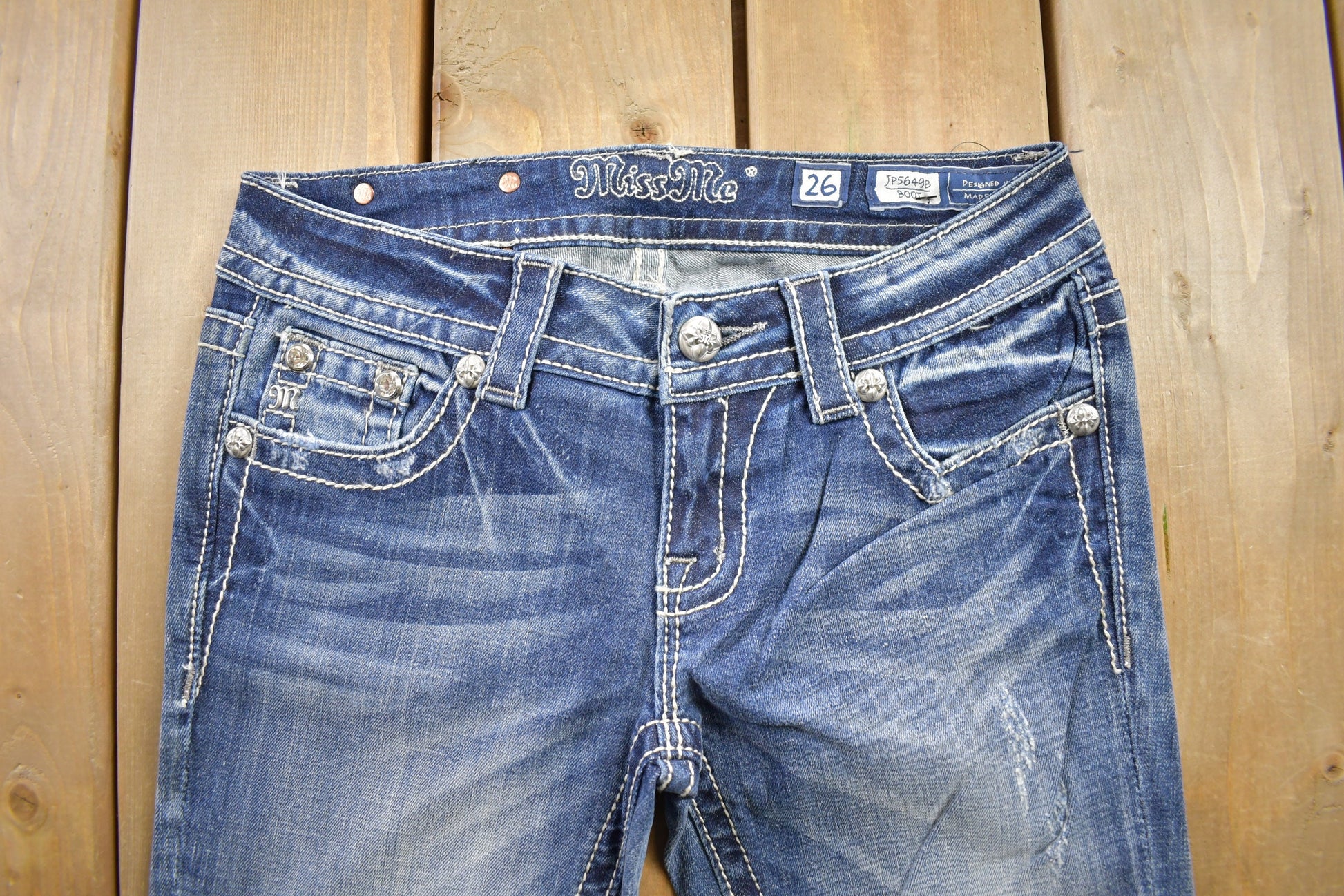 Vintage Y2K Miss Me Bedazzled Low Rise Jeans Size 26x34