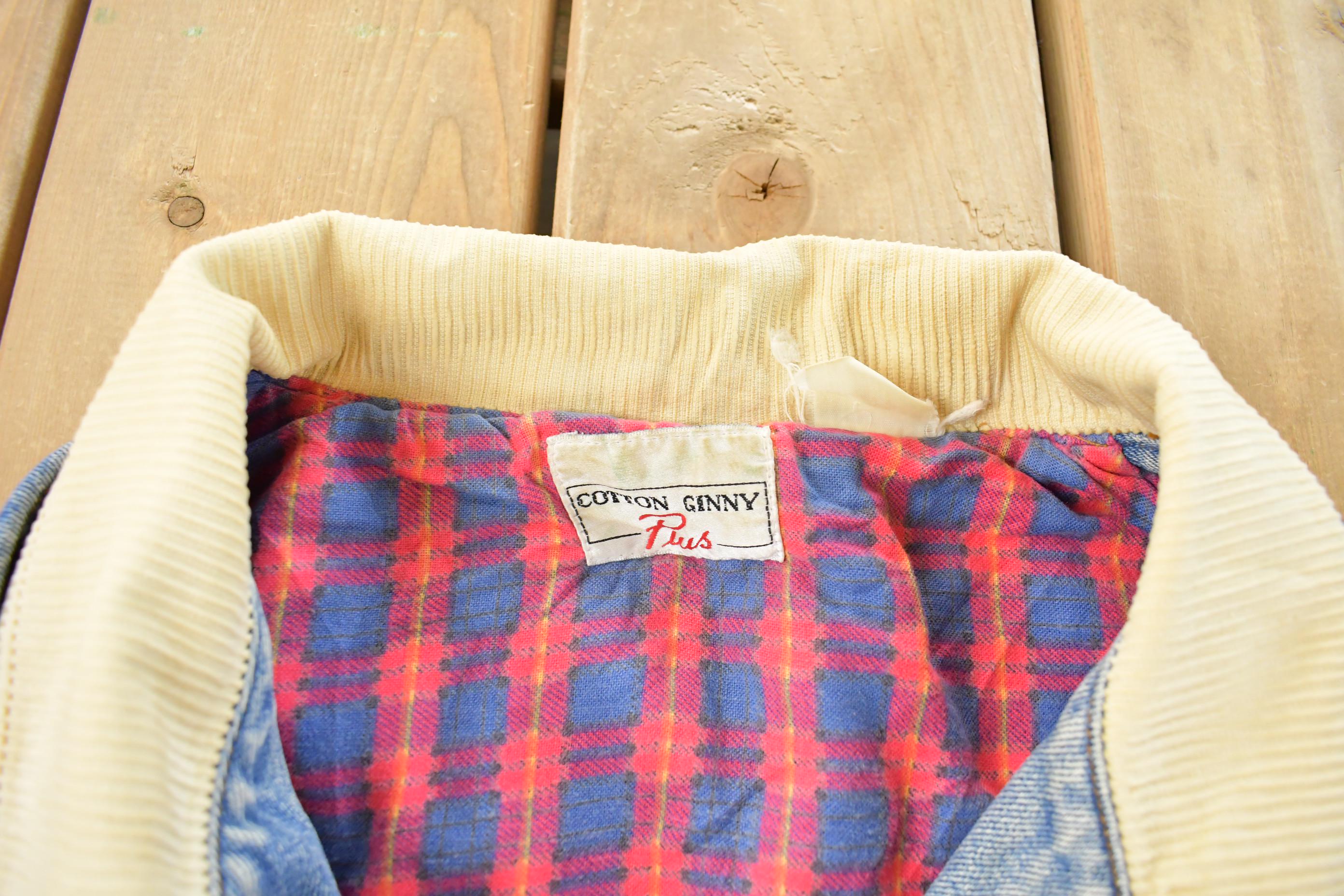 Vintage 1990s Cotton Ginny Plaid Lined Denim Jean Chore Coat Women's XL