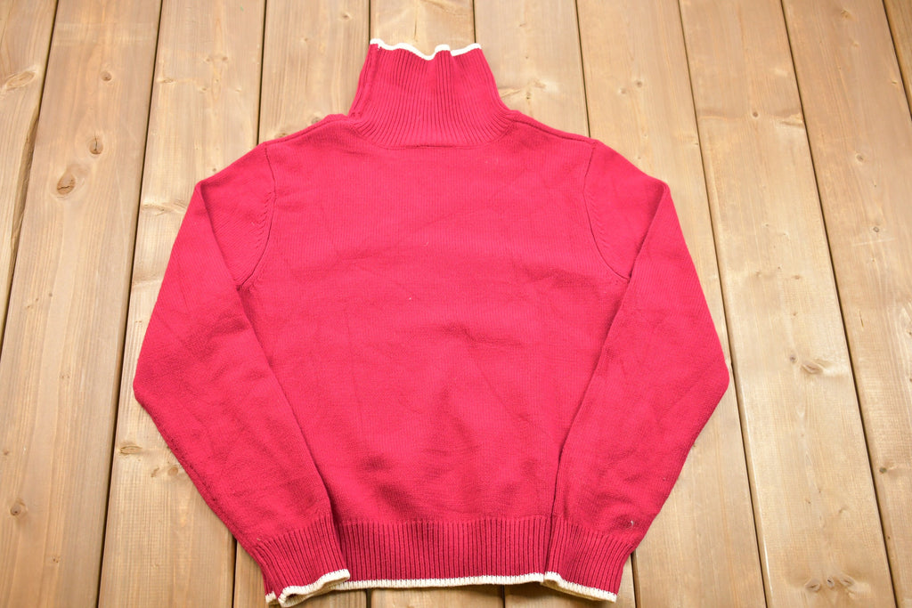 Vintage Sonoma Knitted Turtle Neck , Vintage 90s Turtle Neck , Pattern Sweater , Embroidered Snow Flakes , Christmas , Pullover Sweatshirt