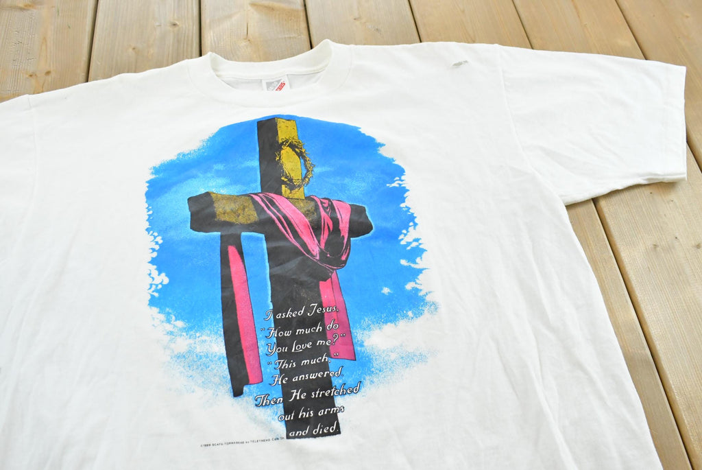 Vintage 1989 Jesus Christ Cross Love Me T-Shirt Men's XL