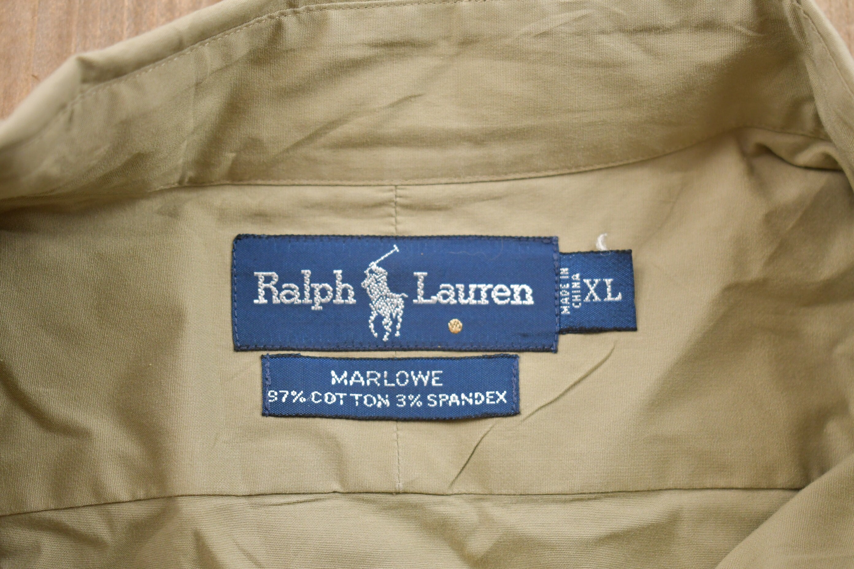 Vintage 1990s Ralph Lauren Beige Button Up Shirt