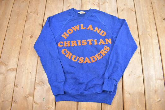 Vintage 1980s Howland Christian Crusaders Crewneck Sweatshirt / 80s Crewneck / Made In USA / Essential / Streetwear / 90s / Raglan