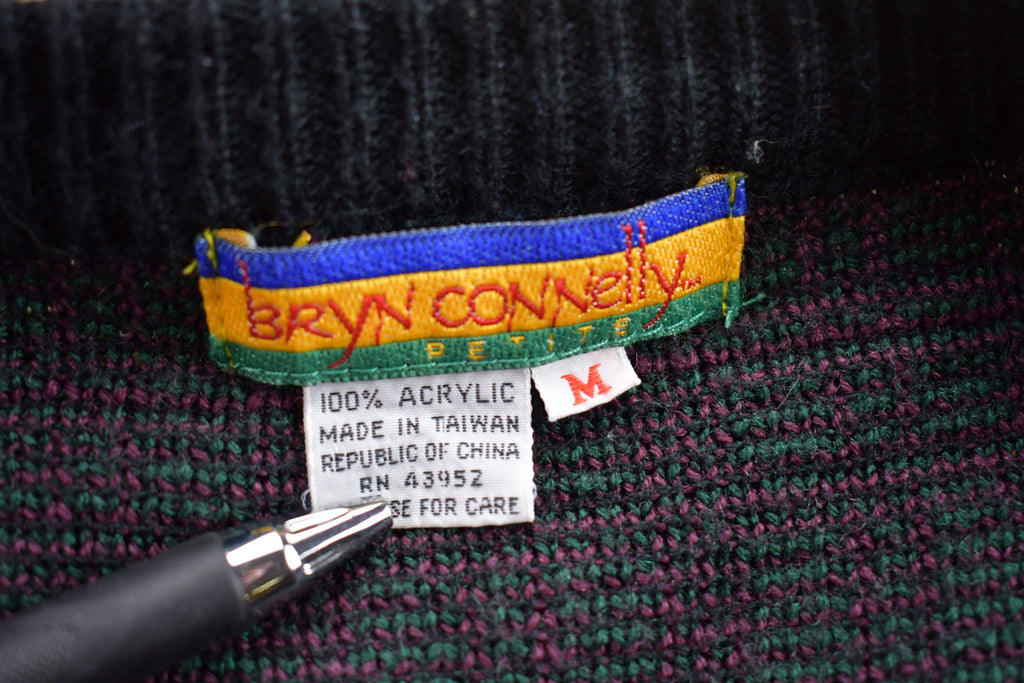 Vintage 1990s Bryn Connelly Plaid Knitted Cardigan Sweater