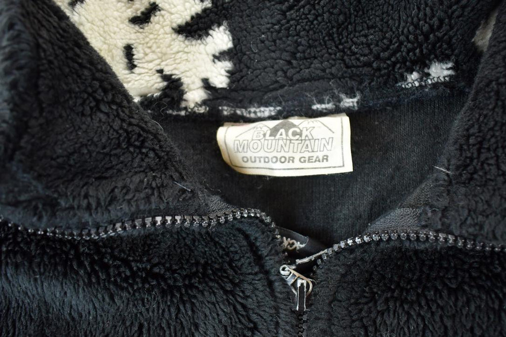 Vintage 1990s Black Mountain AOP Snowflake Fleece Outdoorsman Sweater