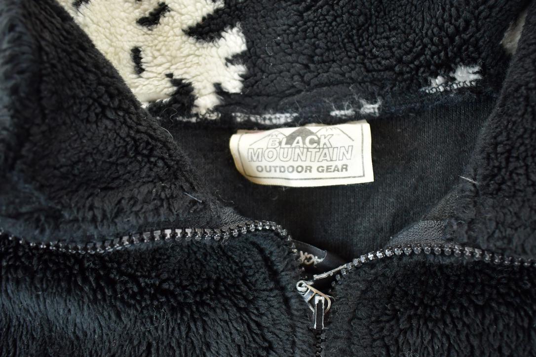 Vintage 1990s Black Mountain AOP Snowflake Fleece Outdoorsman Sweater