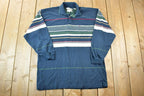 Vintage 1990s Arnold Palmer Striped Button Up Sweatshirt Made In USA