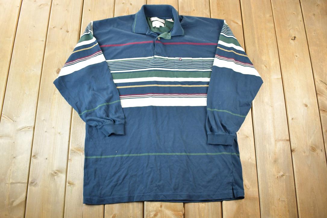 Vintage 1990s Arnold Palmer Striped Button Up Sweatshirt Made In USA