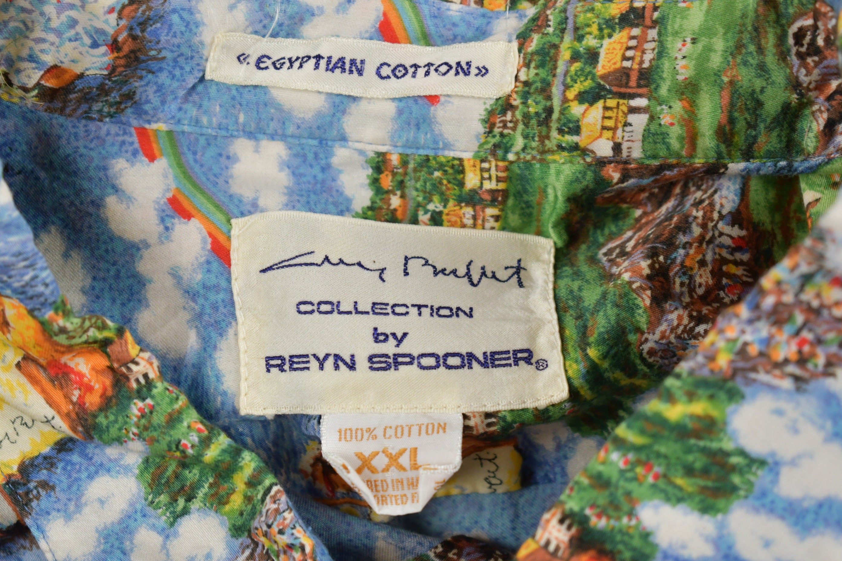 Vintage 1990s Reyn Spooner Egyptian Cotton All Over Print Golf Shirt