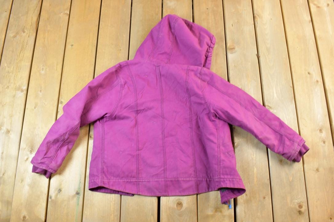 Vintage 1990s Purple Carhartt Youth Perfectly Distressed Collared Work Jacket Made In USA