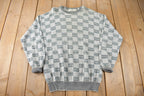 Vintage 1990s Pronto-Uomo Checkered Knit Crewneck Sweater Size L Made In Italy