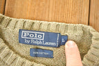 Vintage 1990s Polo By Ralph Lauren Tan Knit Crewneck Sweater Mens L