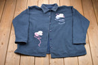 Vintage 1990s Cute Cat Patchwork Fleece Sweater